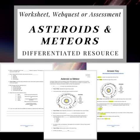 Asteroids Vs Meteors Quick Assessment Worksheet Or Webquest Tpt