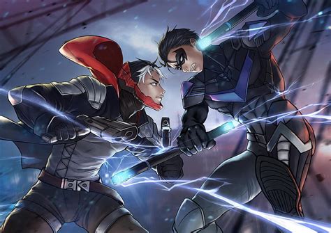 Red Hood Vs Nightwing Superheroes Red Hood Nightwing Asa Noturna