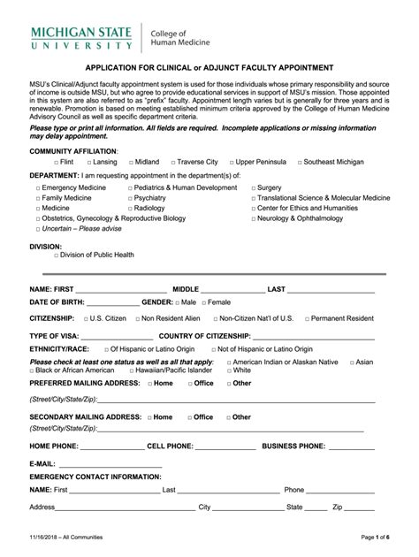 Application Clinical Or Adjunct Faculty Appointment Form Fill Out And