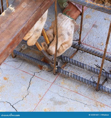 Worker Bending Steel For Construction Stock Image Image Of Heavy