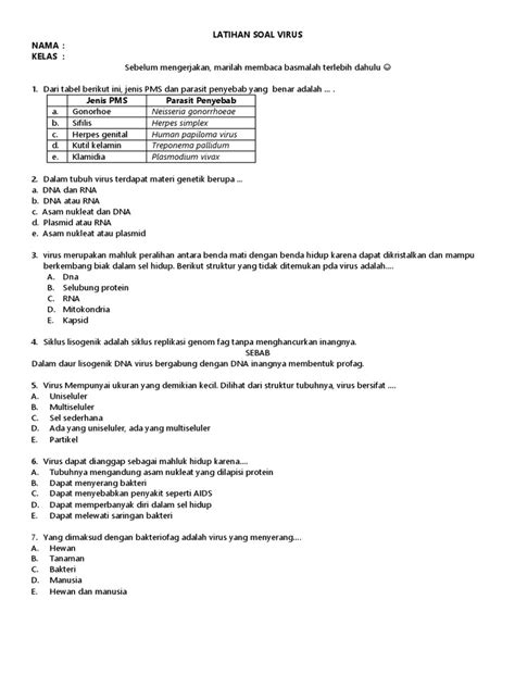 Latihan Soal Virus Pdf