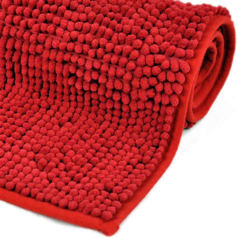 Wohndirect Premium Red Bath Mat Non Slip Soft Bathroom Mat Durable