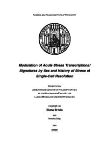 Modulation Of Acute Stress Transcriptional Signatures By Sex And