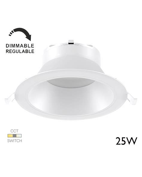 Aro Downlight Led W Redondo Policarbonato Blanco Empotrable Cm Cct