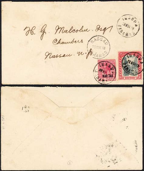 Bahamas Cover From Inagua To Nassau Franked D And D War Tax