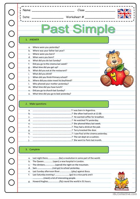 Past Simple English Esl Worksheets Pdf And Doc