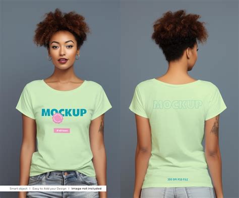 Female T Shirt Mockup Front And Back View Premium Ai Generated Psd