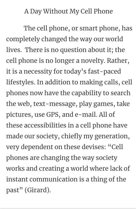 Essay On A Day Without Mobile Phone Brainly In