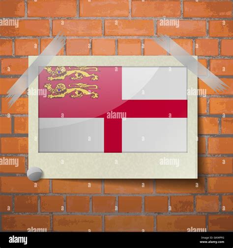 Flags Sark Scotch Taped To A Red Brick Wall Stock Vector Image Art