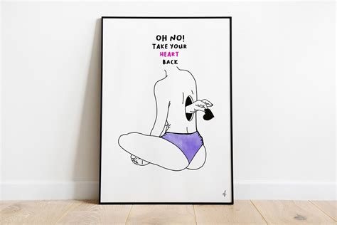 Heartbreaker Line Art Sexy Nude Woman Butt Printable Art Heart Emotion Art Woman Back Art