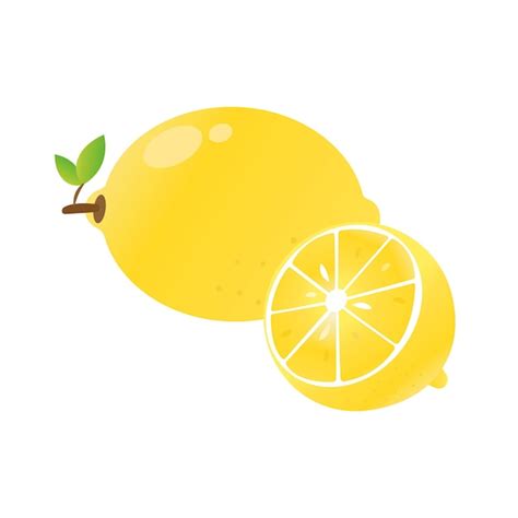 Premium Vector Whole Lemon And Half Lemon Vector Illustration Lemons