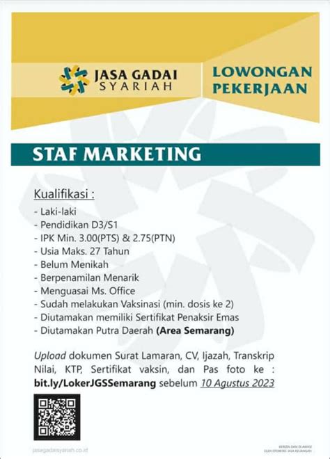 INFO LOKER Jasa Gadai Syariah Buka Lowongan Kerja Untuk Lulusan D3