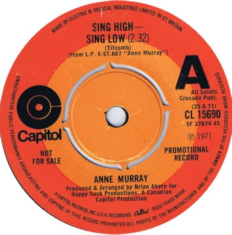 Anne Murray - Sing High, Sing Low / It Takes Time | Discogs