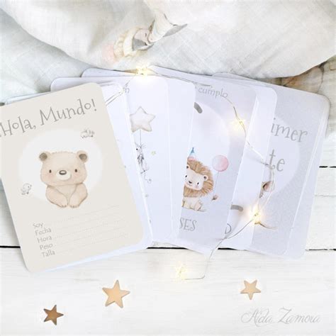 Tarjetas Cumple Mes para bebés niño niña o neutral Aida Zamora