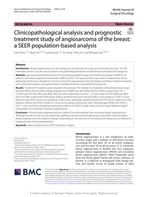 PDF Clinicopathological Analysis And Prognostic Treatment Study Of