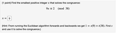 Solved Point Find The Smallest Positive Integer X That Chegg