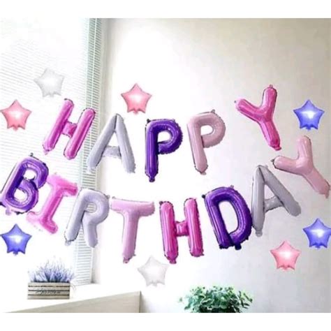 Jual Balon Foil Huruf Hbd Happy Birthday Set Pink Ungu Pastel Biru