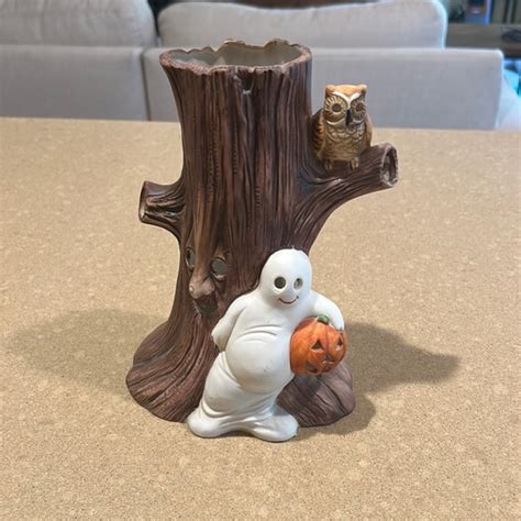 Wicks N Sticks Holiday Vintage Halloween Ceramic Tree Trunk