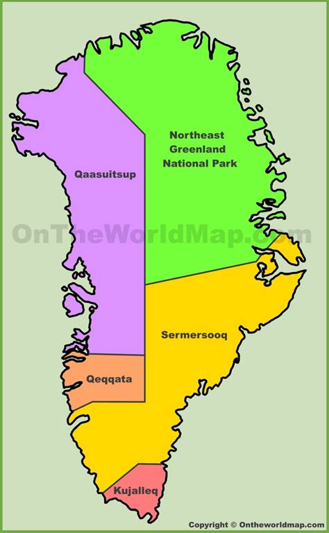 Administrative map of Greenland - Ontheworldmap.com