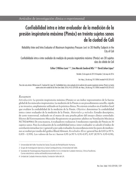 PDF Confiabilidad intra e inter evaluador de la medición de la