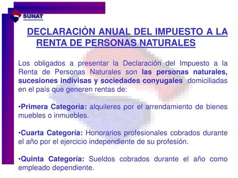 Ppt Impuesto A La Renta De Personas Naturales Powerpoint Presentation