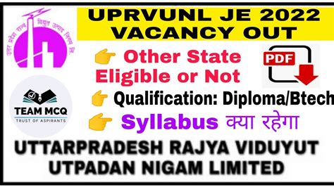 Uprvunl Je Vacancy Out Uprvunl Je Previous Year Paper Uprvunl Je