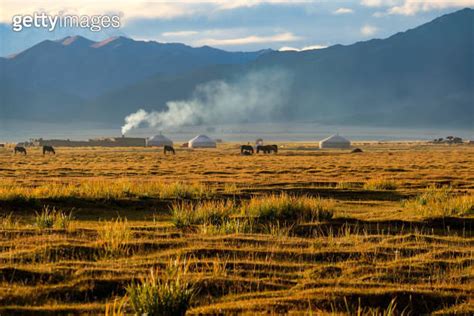 Nomadic Herder S Ger Settlement In The Bayan Olgii Province Of Western