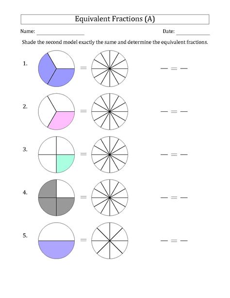 Free Worksheets Equivalent Fractions