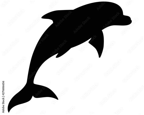 Dolphin silhouette - marine mammal. Bottlenose dolphin - vector image ...