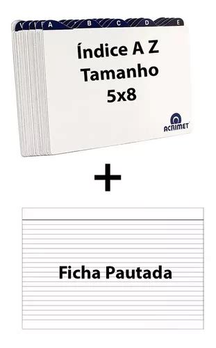 Indice A z Alfabético Fichas Pautadas 5x8 P Fichário Mesa MercadoLivre