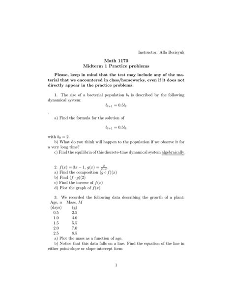 Math 1170 Midterm 1 Practice Problems