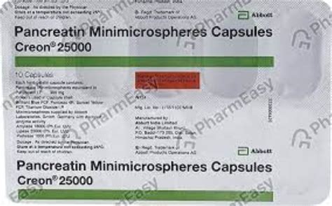 Pancreatin Mg Creon Capsule Packaging Size X Capsules