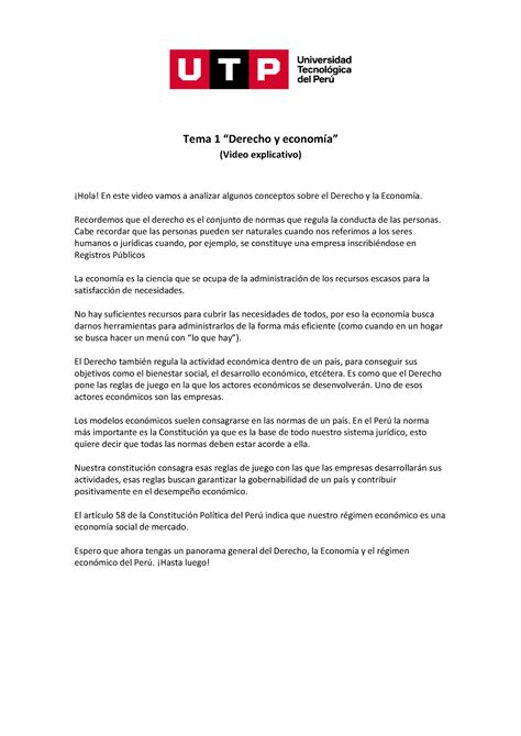 S3T1 Derecho y economía Derecho empresarial 2021 Tema 1 Derecho y