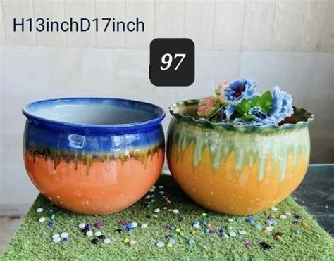 Painted Inch Matka Shaped Ceramic Flower Pot Set For Indoor Size