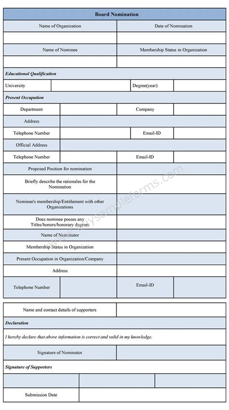 Board Nomination Form