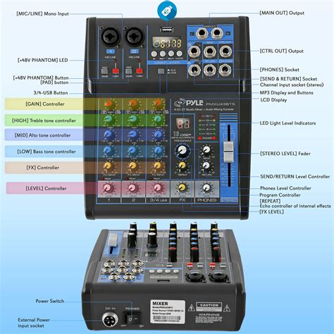 Pyle Professional Audio Mixer Sound Board Console System Interface 4