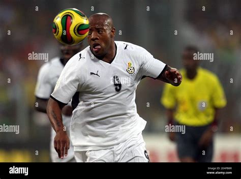 Ghana's Manuel Agogo heads the ball during the African Cup of Nations ...