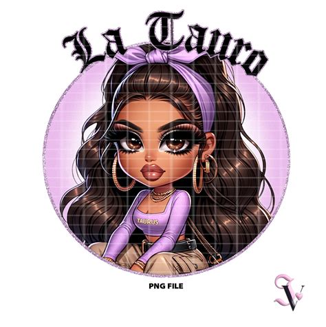 La Tauro Chicana Chola Zodiac Chibi Style Latina Shirt Png For Dtf Iron On Print Sublimation