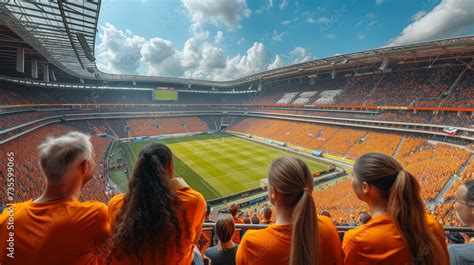 supporters of the Dutch football team in a football stadium, supporters ...