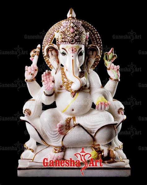 Ahmedabad White Marble Ganesha Statue GN 2021 Size 1 Feet To 6 Feet