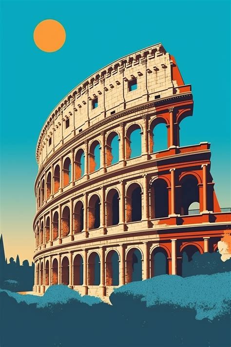 The Roman Colosseum With Its Sun Rising Italy Tourist Poster Artofit