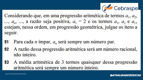 QUESTÕES CEBRASPE PROGRESSÃO ARITMÉTICA E PROGRESSÃO GEOMÉTRICA YouTube