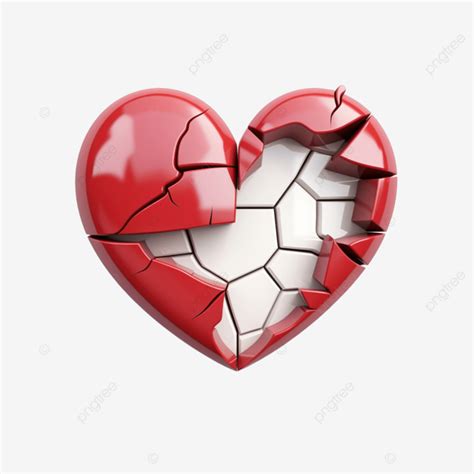 3d Illustrator Broken Heart Valentine Heart Love PNG Transparent