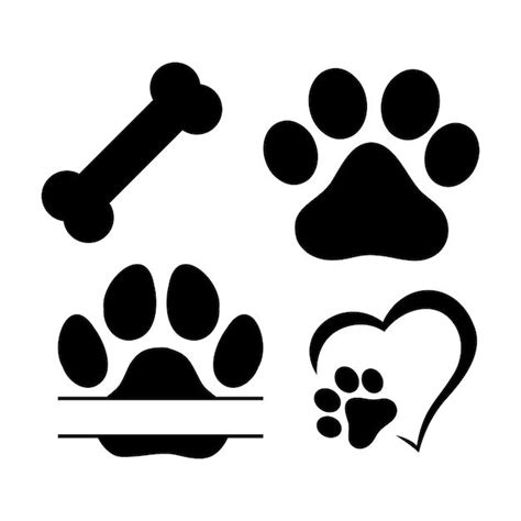 Monograma Dividido Huellas De Perros O Gatos Vector Silueta Aislada