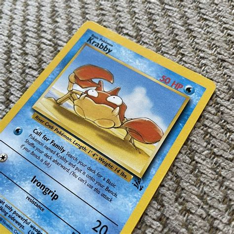 Rare 1999 Wotc Pokemon Fossil Krabby Card Slash Logo Symbol Error 5162 Ebay