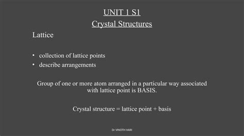 Crystal Structures and their types, parameters | PPT 
