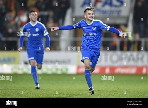 Genk S Edon Zhegrova Celebrates After Scoring During A Croky Cup