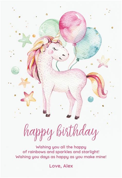 Magical Unicorn Wishes Birthday Card Greetings Island