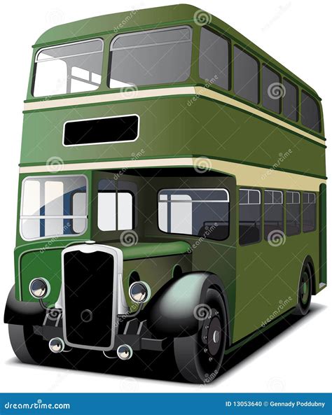 Green double decker bus stock vector. Illustration of retro - 13053640