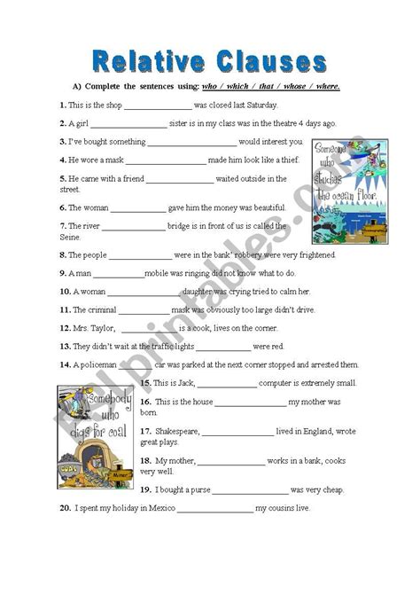 Relative Clauses ESL Worksheet By LipaM